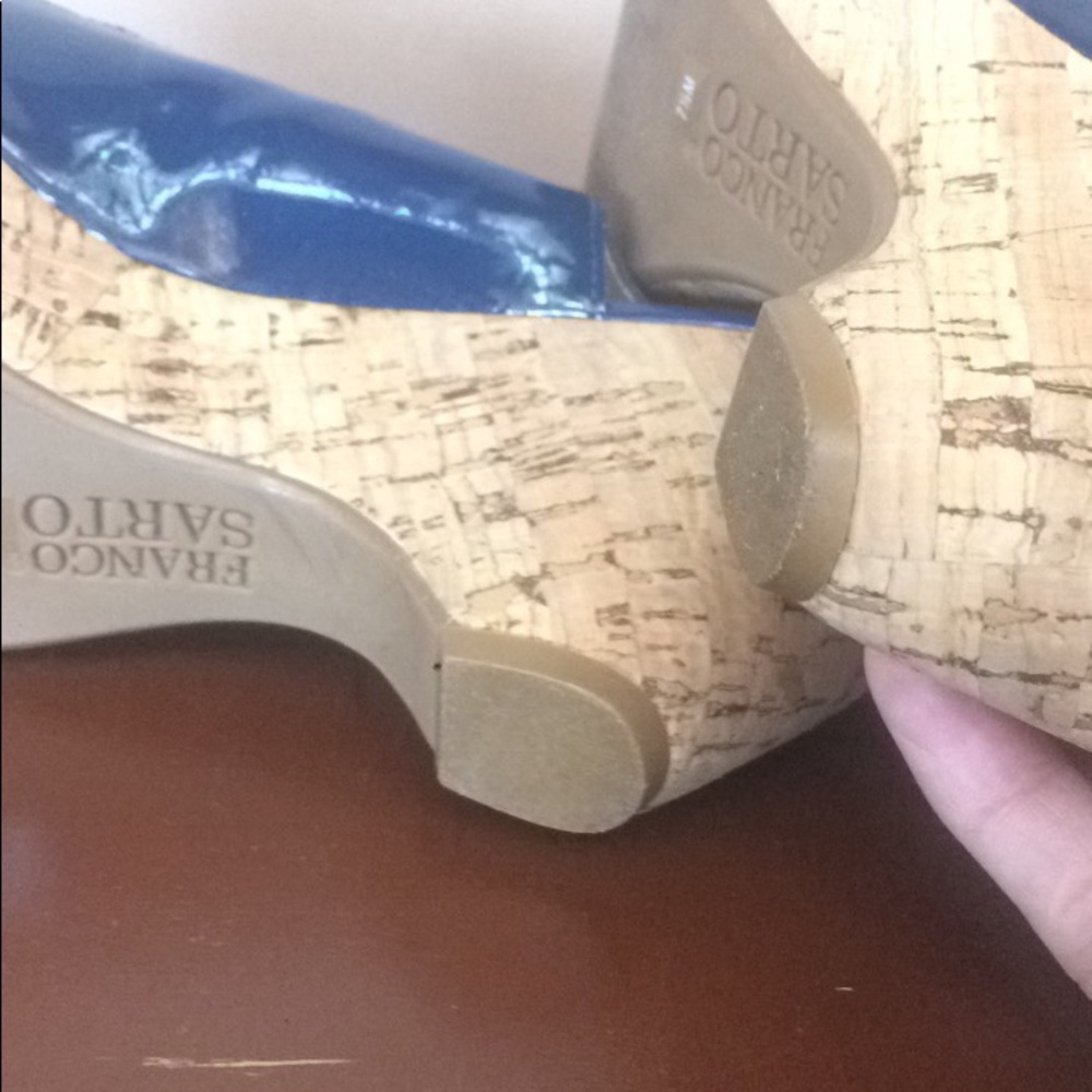 Franco Sarto patent peep toe sling back wedges 7.5 - Picture 4 of 11